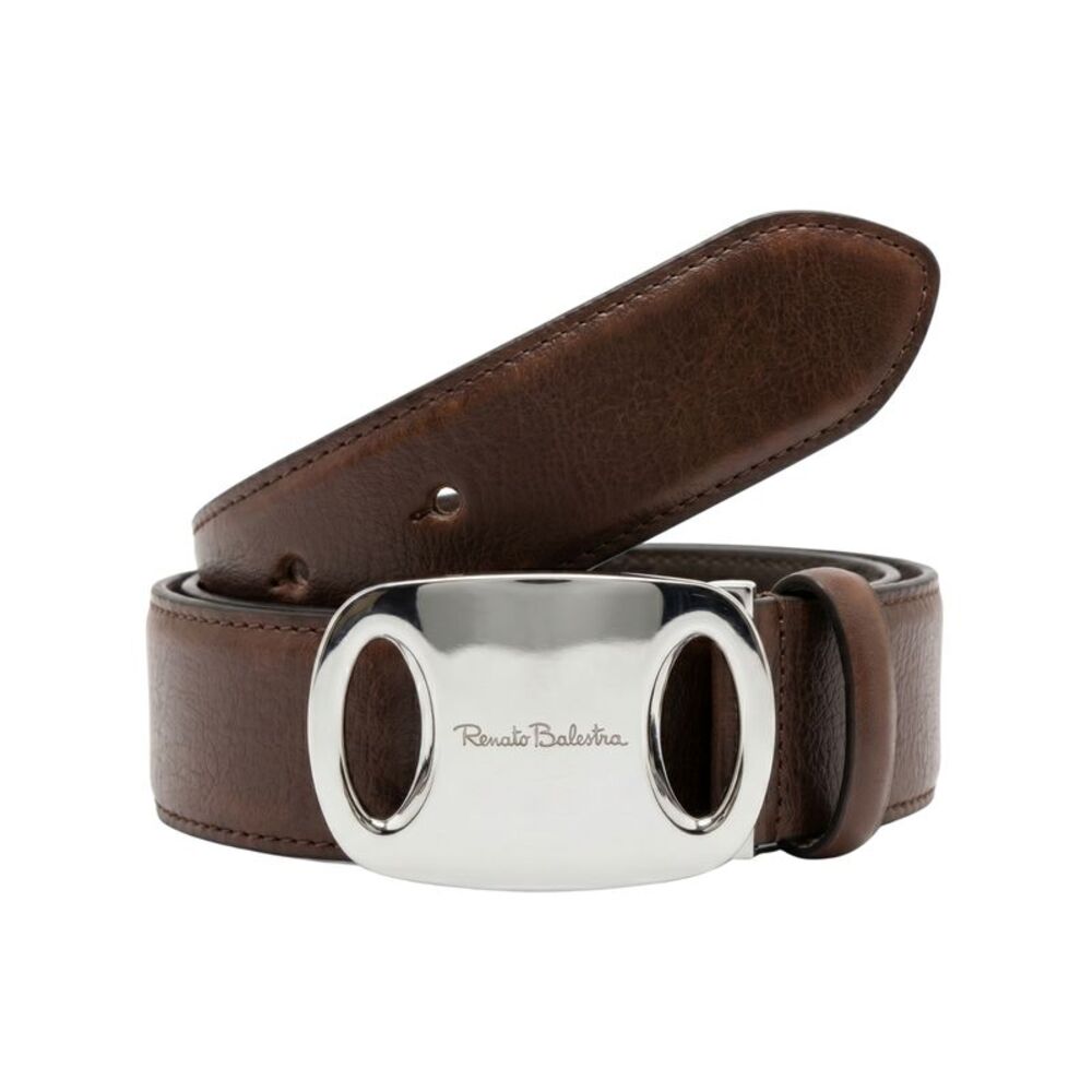 Renato Balestra Napoli Classic Edge Brown Adjustable Mens Belt